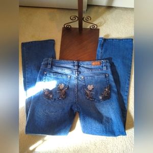 Shyanne Boot Cut Jeans, decorative pockets, size 33.